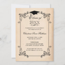 Klassieke papierlook en ornament afstudeerceremoni kaart