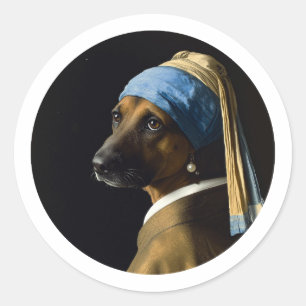 Klassieke Parel Portret-Geïnspireerde Duitse Herde Ronde Sticker