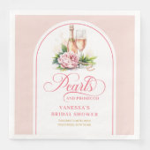 Klassieke parels en prosecco servetten bewerkbaar (Voorkant)