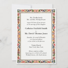 Klassieke parelwitte Floral Border Wedding Kaart