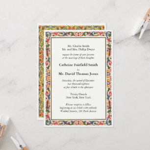 Klassieke parelwitte Floral Border Wedding Kaart