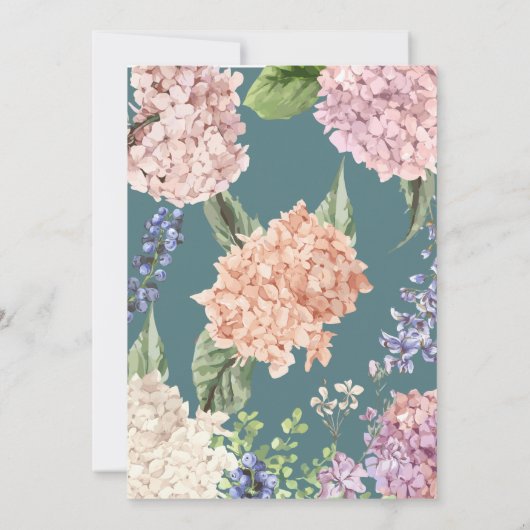 Klassieke pasta Hydrangea Wedding Invitting Kaart (Achterkant)