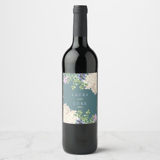 Klassieke pasta Hydrangea Wijn Etiket (Voorkant)
