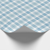 Klassieke Pastel Blauw en Wit Tartan Cadeaupapier (Hoek)