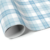 Klassieke Pastel Blauw en Wit Tartan Cadeaupapier (Rol Hoek)