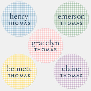 Klassieke Pastel Gingham Kindernaamlabels Labels