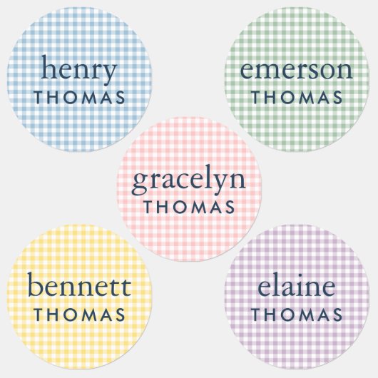 Klassieke Pastel Gingham Kindernaamlabels Labels (Groep)
