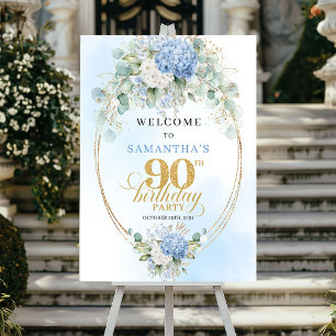 Klassieke Pastel Hydrangea's Goud 90 Verjaardag We Poster