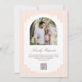 Klassieke Pastel Perzik Gestreepte Foto QR Code Tr Kaart (Achterkant)