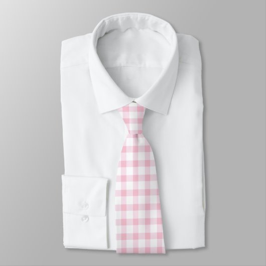 Klassieke Pastel Roze Gingham Check Patroon Stropdas (Gebonden)