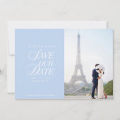 Klassieke Pastelblauwe Elegante Save the Date Kaar (Voorkant)