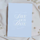 Klassieke Pastelblauwe Elegante Save the Date Kaar