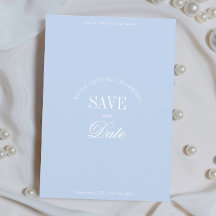 Klassieke Pastelblauwe Elegante Save the Date Kaar