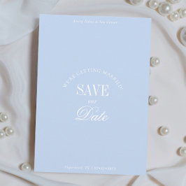 Klassieke Pastelblauwe Elegante Save the Date Kaar