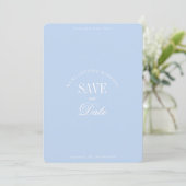 Klassieke Pastelblauwe Elegante Save the Date Kaar (Staand voorkant)