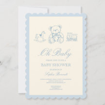 Klassieke pastelblauwe teddybeer babyshower