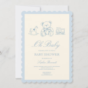 Klassieke pastelblauwe teddybeer babyshower kaart