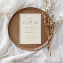 Klassieke pastelblauwe teddybeer babyshower