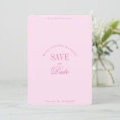 Klassieke pastelroze elegante Save the Date kaart (Staand voorkant)