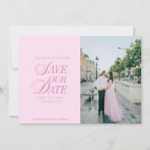 Klassieke pastelroze elegante save the date kaart (Voorkant)