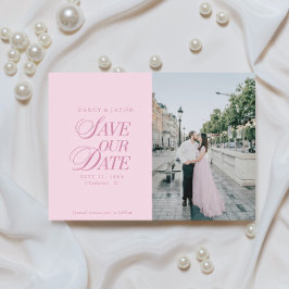Klassieke pastelroze elegante save the date kaart