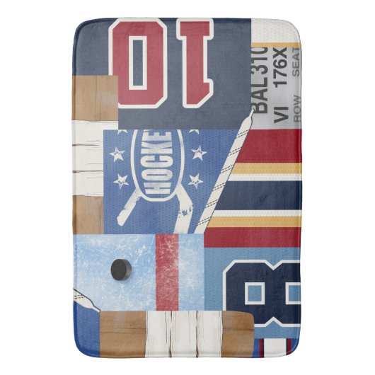 Klassieke  patchwork Old Time Hockey Badmat (Voorkant Verticaal)