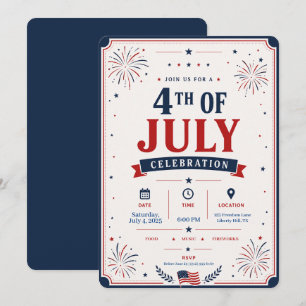 Klassieke Patriottische 4 juli Viering Vuurwerk Kaart