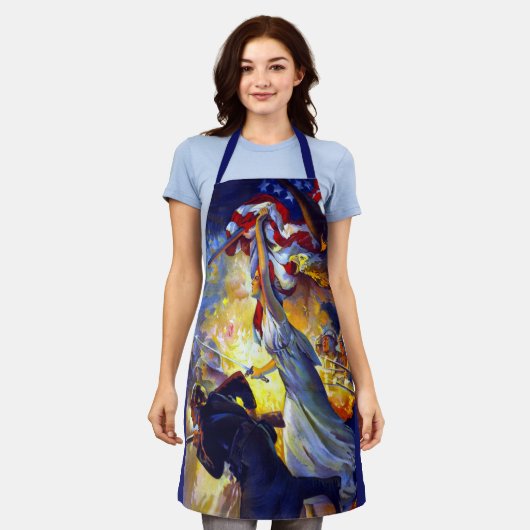 Klassieke Patriottische Dame Vrijheid Amerikaanse  Schort (Gedragen)