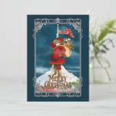Klassieke Patriottische Kerstman Feestdagenkaart (Staand voorkant)