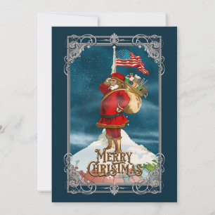 Klassieke Patriottische Kerstman Feestdagenkaart