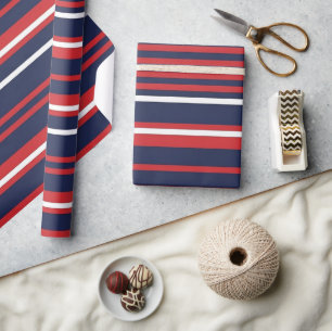 Klassieke patriottische rode witte blauwe strepen cadeaupapier