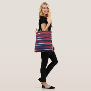 Klassieke patriottische rode witte blauwe strepen tote bag