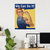 Klassieke patriottische Rosie the Riveter, We Can  Poster (Thuiskantoor)