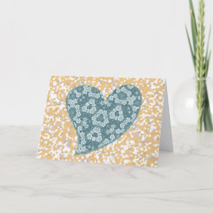 Klassieke patronen Hart Blauw en Goud Valentijnsda Kaart