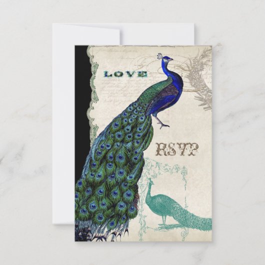 Klassieke Pauw 5 - Formele Trouw Uitnodiging (Voorkant)