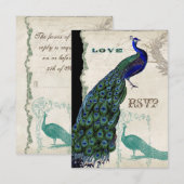 Klassieke Pauw 5 - Formele Trouw Uitnodiging (Voorkant / Achterkant)