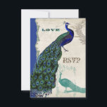 Klassieke Pauw 5 - Formele Trouw Uitnodiging<br><div class="desc">Er zit een vleugje gril en pret in dit ontwerp met twee vintage pauwen, één in felle kleuren kobalt, pauwblauw en aquablauw met paars en groen, de andere is een pen-en-inkt tekening in pauwblauw. U heeft de keuze uit achtergrondkleuren, hier getoond in pauwblauw of turquoise. Tijdens de aanpassing, selecteert u...</div>