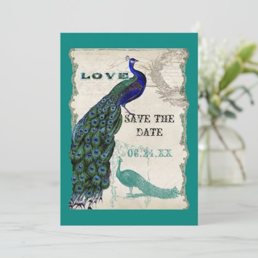 Klassieke Pauw 5 - Save the Date (Staand voorkant)