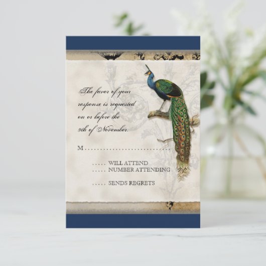 Klassieke Pauw 6 - Trouw Uitnodiging (Staand voorkant)