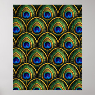 Klassieke Pauwveer Kunst in Rijke Juweeltoon Poster