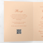 Klassieke Peach QR Code Elegante bruiloft Drieluik Uitnodiging (Binnenzijde eerst)
