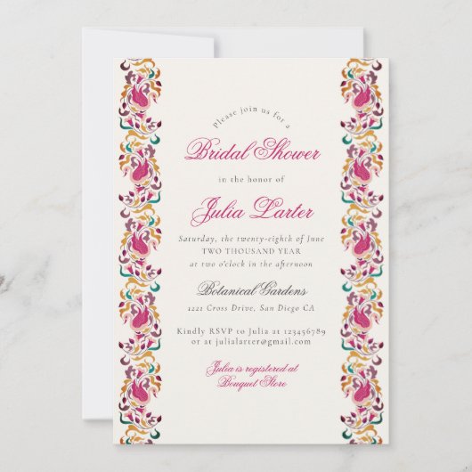 Klassieke Pearl Swan Floral Lijst Vrijgezellenfees Kaart (Voorkant)