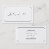 Klassieke Pearl White Film Editor Visitekaartje (Voorkant / Achterkant)