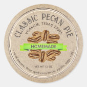 KLASSIEKE PECAN PIE Grunge Font Kraft Brown Ronde Sticker (Voorkant)