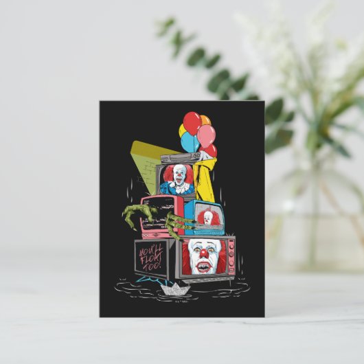 Klassieke Pennywise TV Stack - You'll Float Too Briefkaart (Staand voorkant)