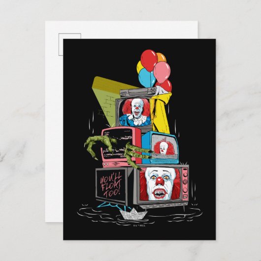 Klassieke Pennywise TV Stack - You'll Float Too Briefkaart (Voorkant / Achterkant)