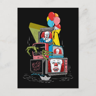 Klassieke Pennywise TV Stack - You'll Float Too Briefkaart