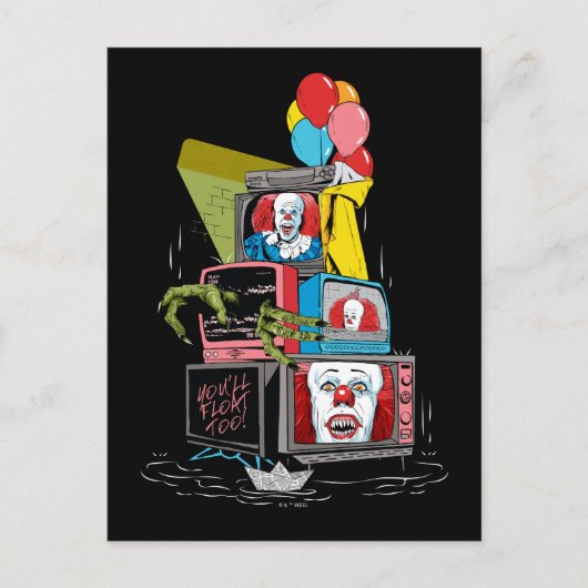 Klassieke Pennywise TV Stack - You'll Float Too Briefkaart (Voorkant)