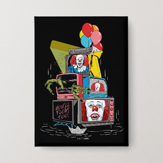 Klassieke Pennywise TV Stack - You'll Float Too Button (Voorkant)