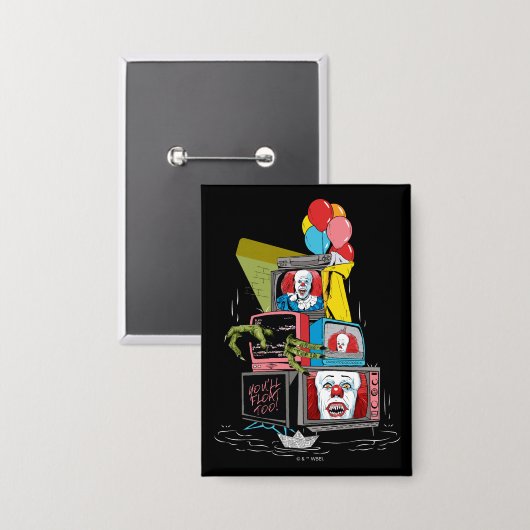 Klassieke Pennywise TV Stack - You'll Float Too Button (Voorkant / Achterkant)